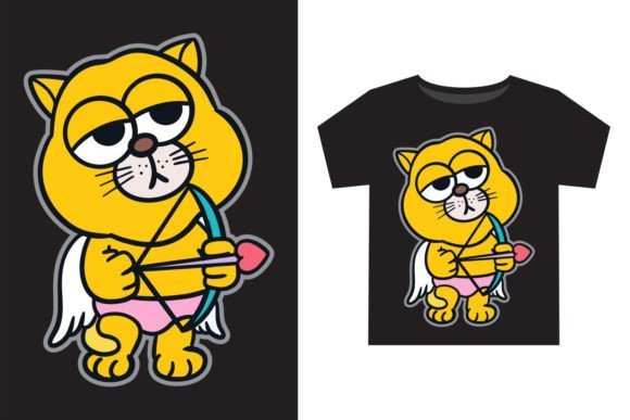 Download Cat Cupid Angel for Kids T Shirt Design - Premium Bundle